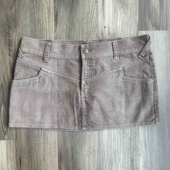 Y2K Massimo Size 13 Corduroy Micro Mini Skirt Fitted Festival Indie Boho Brown - Picture 1 of 5